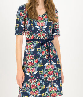Jurk "Home Cute" donkerblauw/meerkleurig