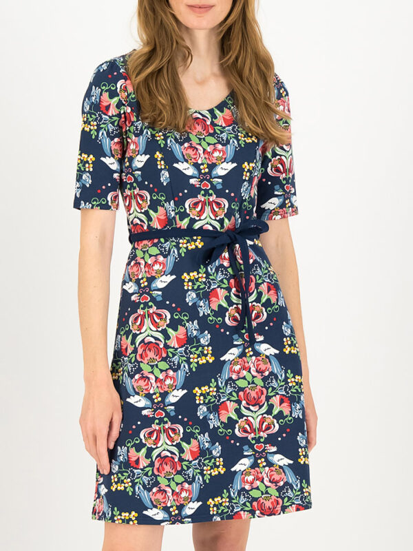 Jurk "Home Cute" donkerblauw/meerkleurig